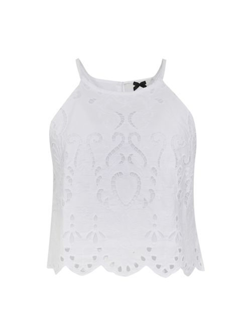 Top in cotone con ricamo ajour NO SECRETS | 261NS233COCCO
